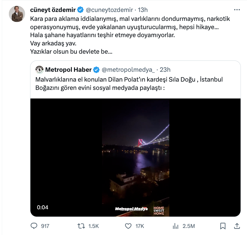 cuneyt ozdemir den sila dogu nun luks yasamini gosteren paylasima sert tepki